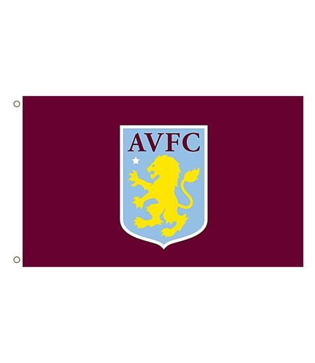 Aston Villa FC Core Crest Flag (Claret Red/Sky Blue) (One Size) - UTSG19889