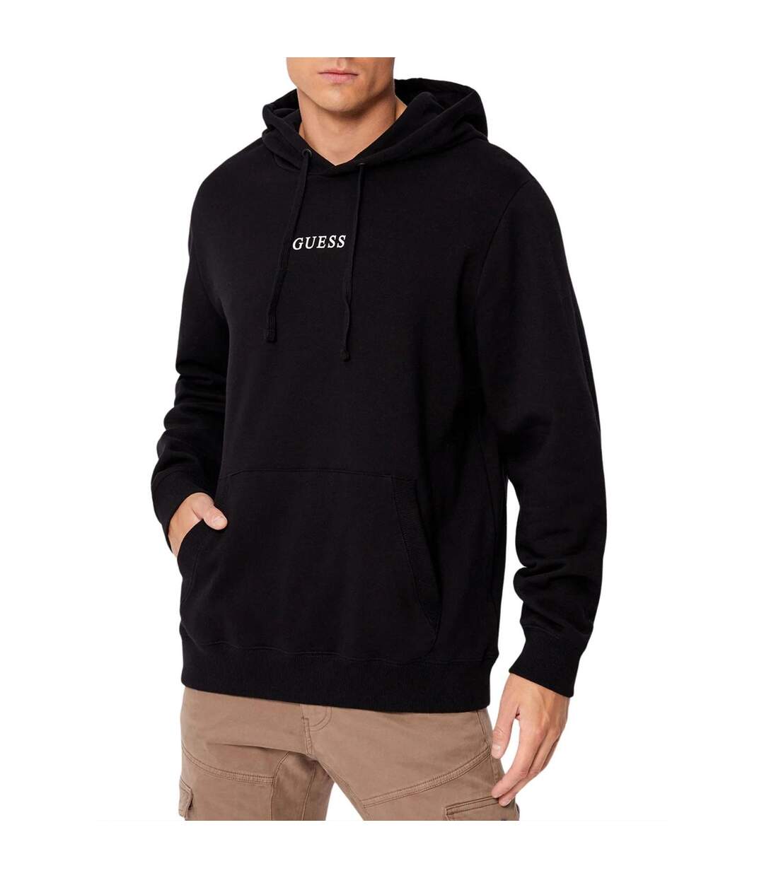 Sweat À Capuche Motif/style Logo Homme Noir Vif Guess-1