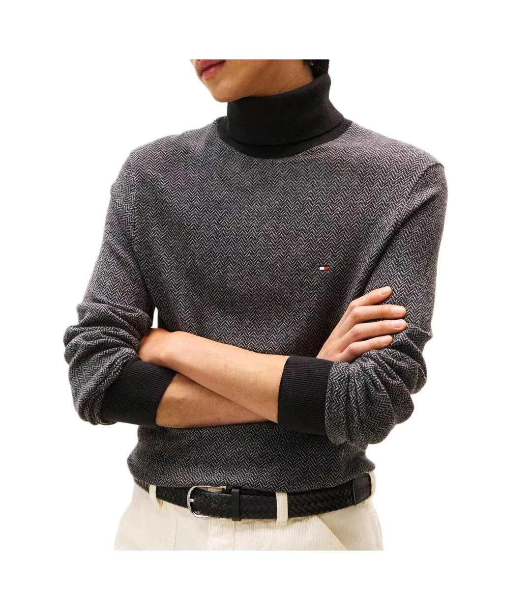 Pull gris chiné homme tommy hilfiger pima mw0mw40446-1