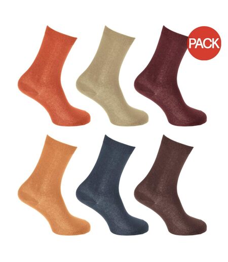 Chaussettes non élastiquées femme marron / bleu marine / jaune / violet / vert / corail Generic