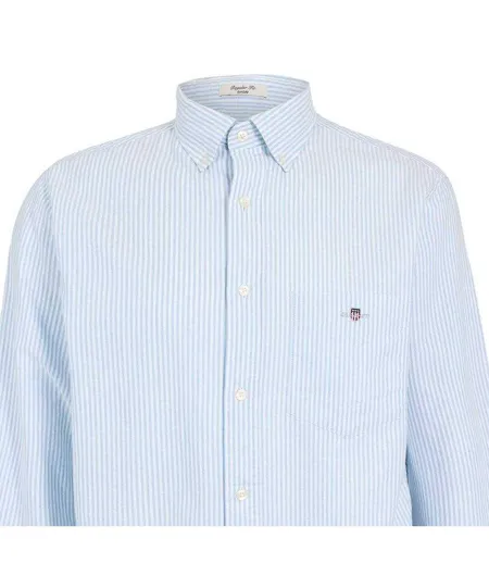 Chemise Motif/style À Rayures Homme Bleu Clair Gant