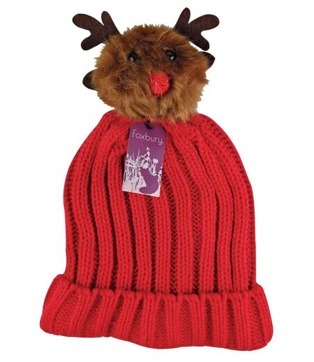 Femme Tricot Bonnet de Noël avec Rudolph Pompom