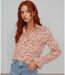 Chemise Femme élégante à  Manches Longues Rouge avec Motif Floral-3