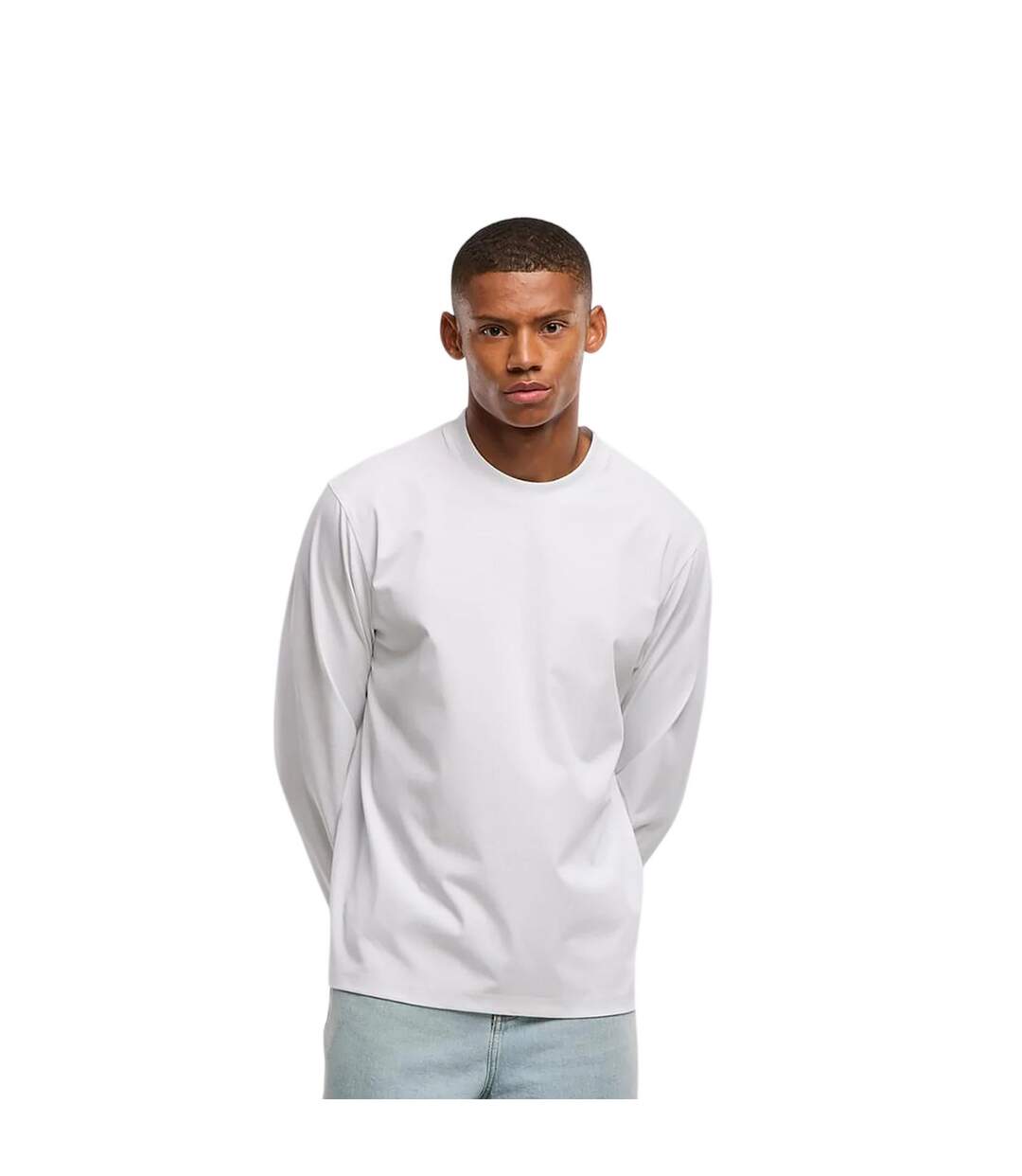 Mens Sorona Loose Long-sleeved T-shirt White Build Your Brand-1