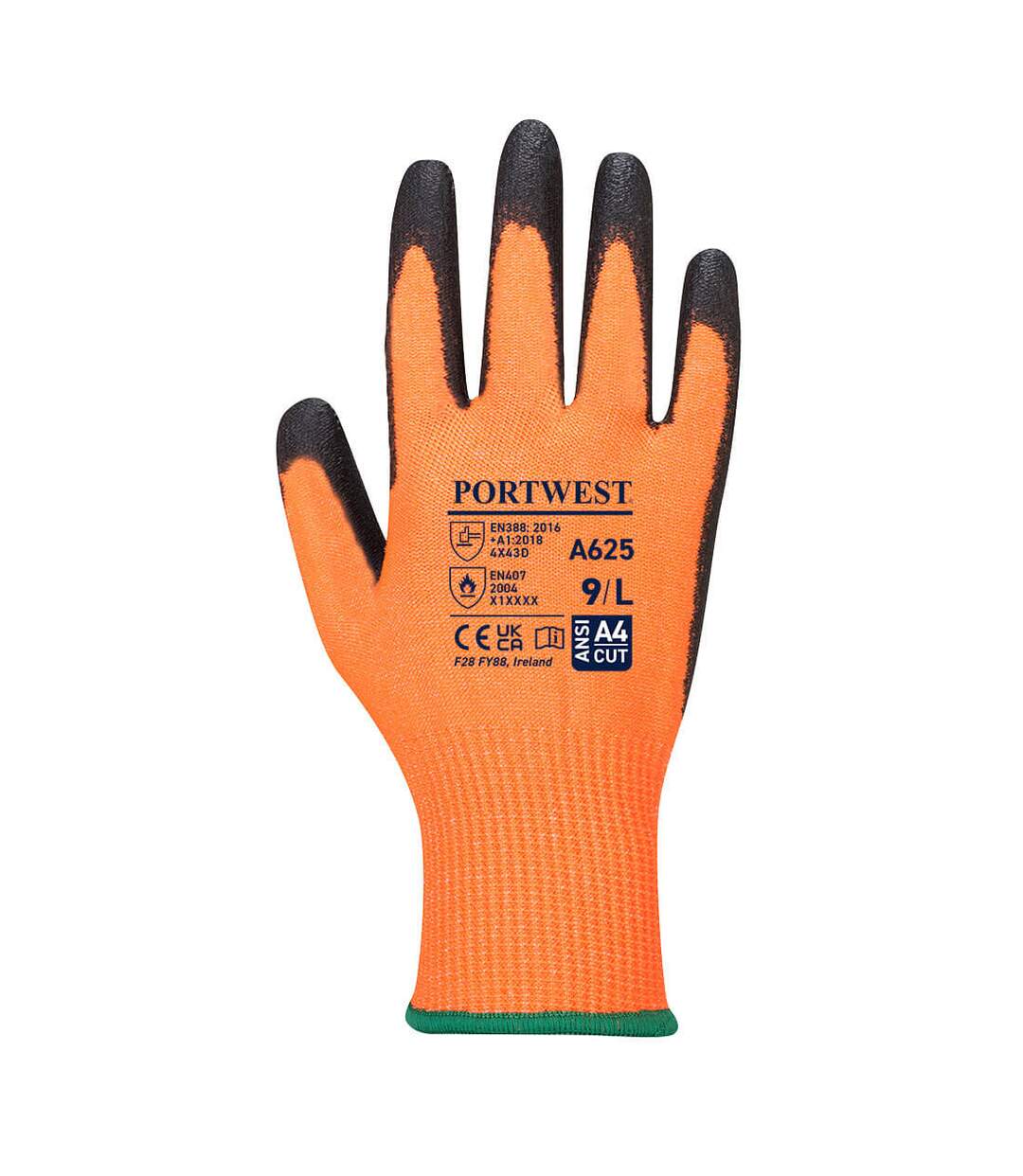 Unisex adult a625 vis tex cut resistant gloves xl orange/black Portwest-2