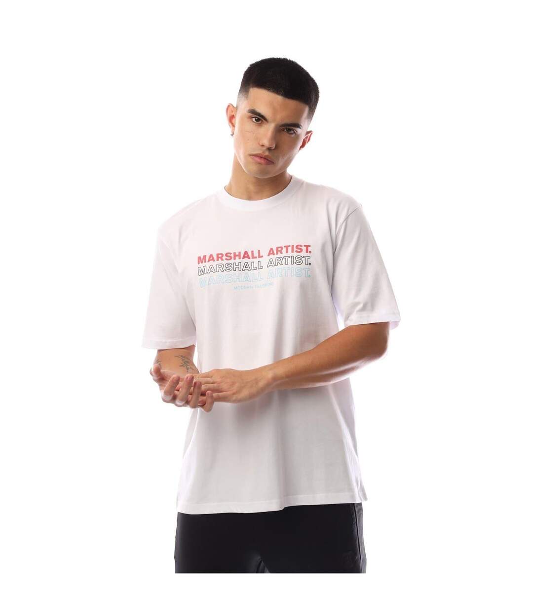 T-shirt Motif/style Logo Répété Homme Blanc Marshall Artist-2