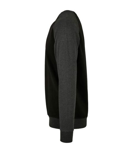 T-shirt Manches Raglan Homme Noir Charbon Chiné Build Your Brand