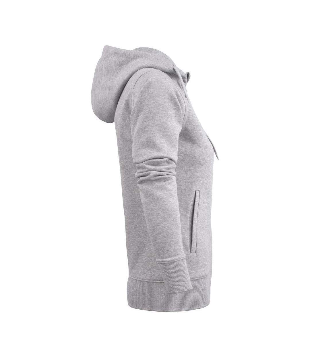 Womens/ladies Overhead Melange Full Zip Hoodie Grey Melange Printer-3