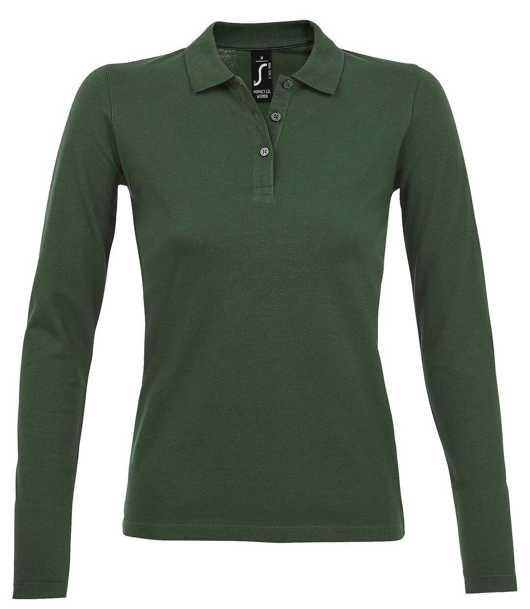 Polo manches longues - Femme - 02083 - vert bouteille