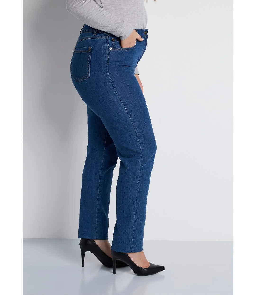 Jean 5 poches ceinture extensible coton stretch-3