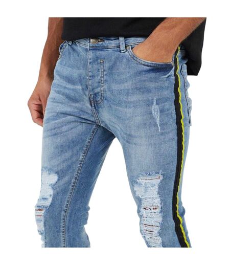 Jean Motif/style Usé Homme Bleu Brave Soul