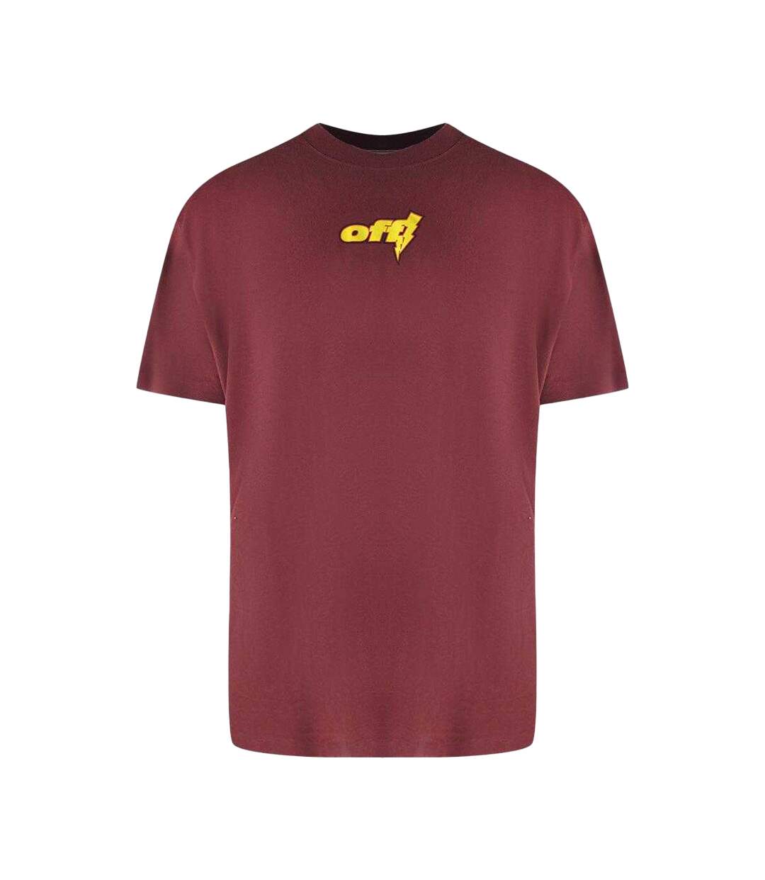 T-shirt Motif Tonnerre Homme Bordeaux Off White-1