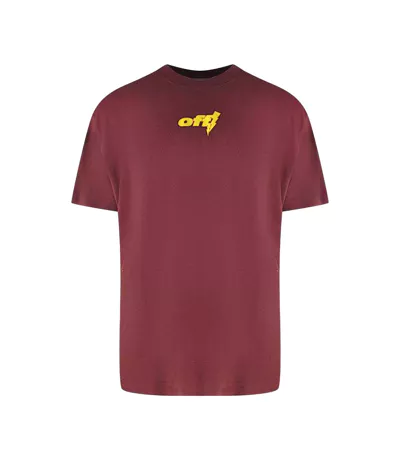 T-shirt Motif Tonnerre Homme Bordeaux Off White