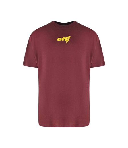 T-shirt Motif Tonnerre Homme Bordeaux Off White