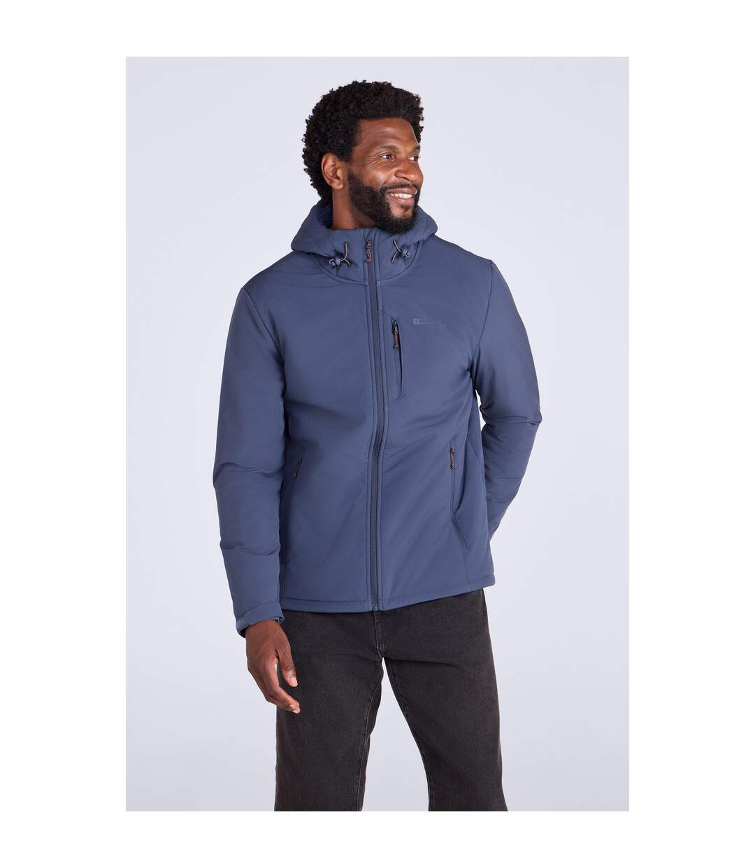 Veste Softshell Uni À Capuche Ajustable Et Doublure Duveteuse Charleston Homme Bleu Marine Mountain Warehouse-1