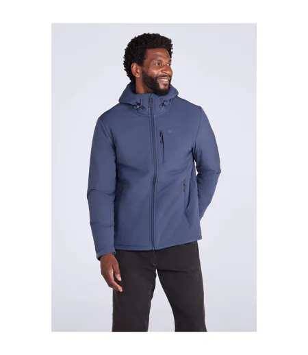 Veste Softshell Uni À Capuche Ajustable Et Doublure Duveteuse Charleston Homme Bleu Marine Mountain Warehouse