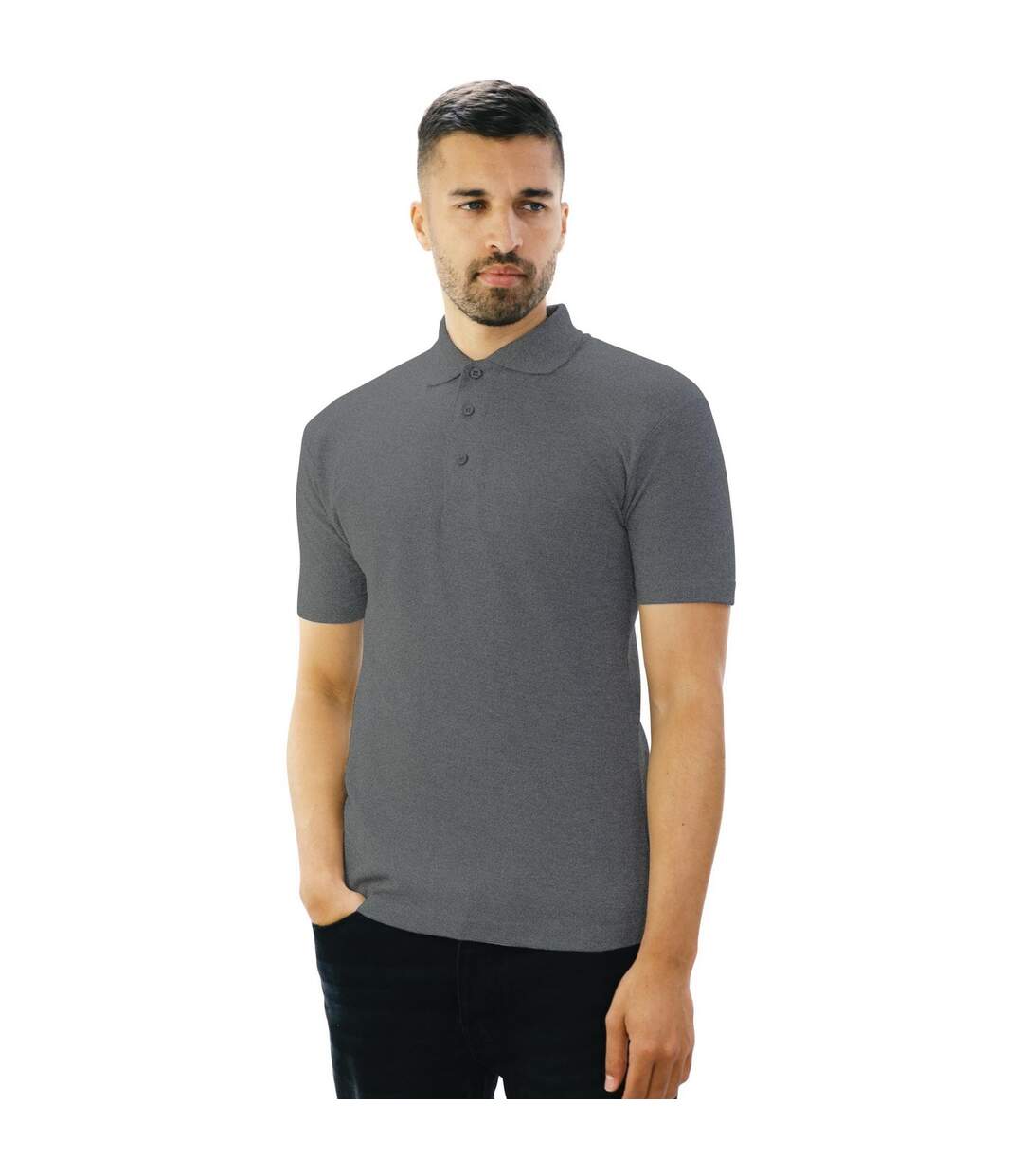 Classic Mens Pique Polo Dark Heather Casual-3