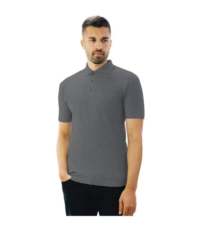 Polo Manches Courtes Homme Gris Foncé Chiné Casual