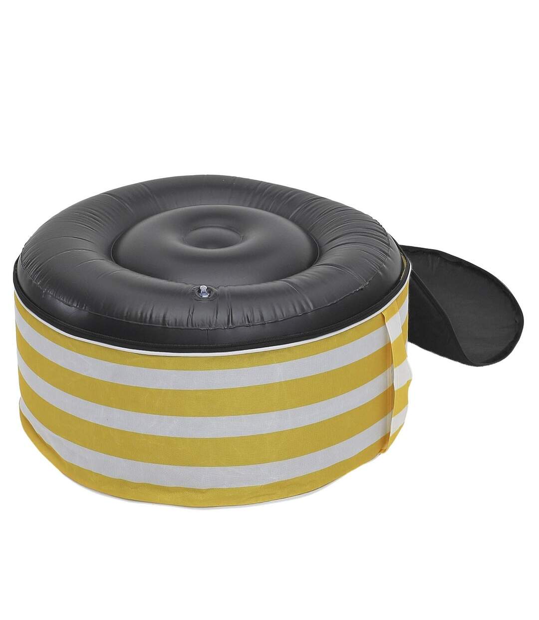 Pouf gonflable à rayures - Jaune-4