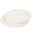 Lot de 6 Assiettes en Plastique Réutilisable Liseré 19cm Blanc & Or-1