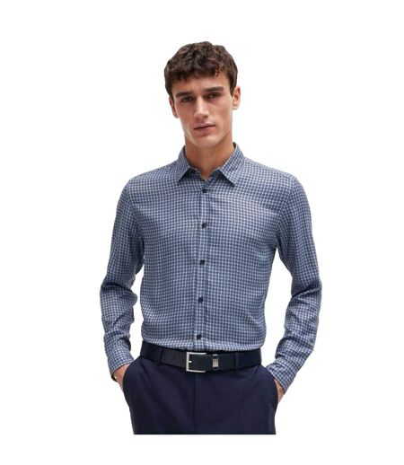 Mens Checked Regular Shirt Navy Hugo Boss