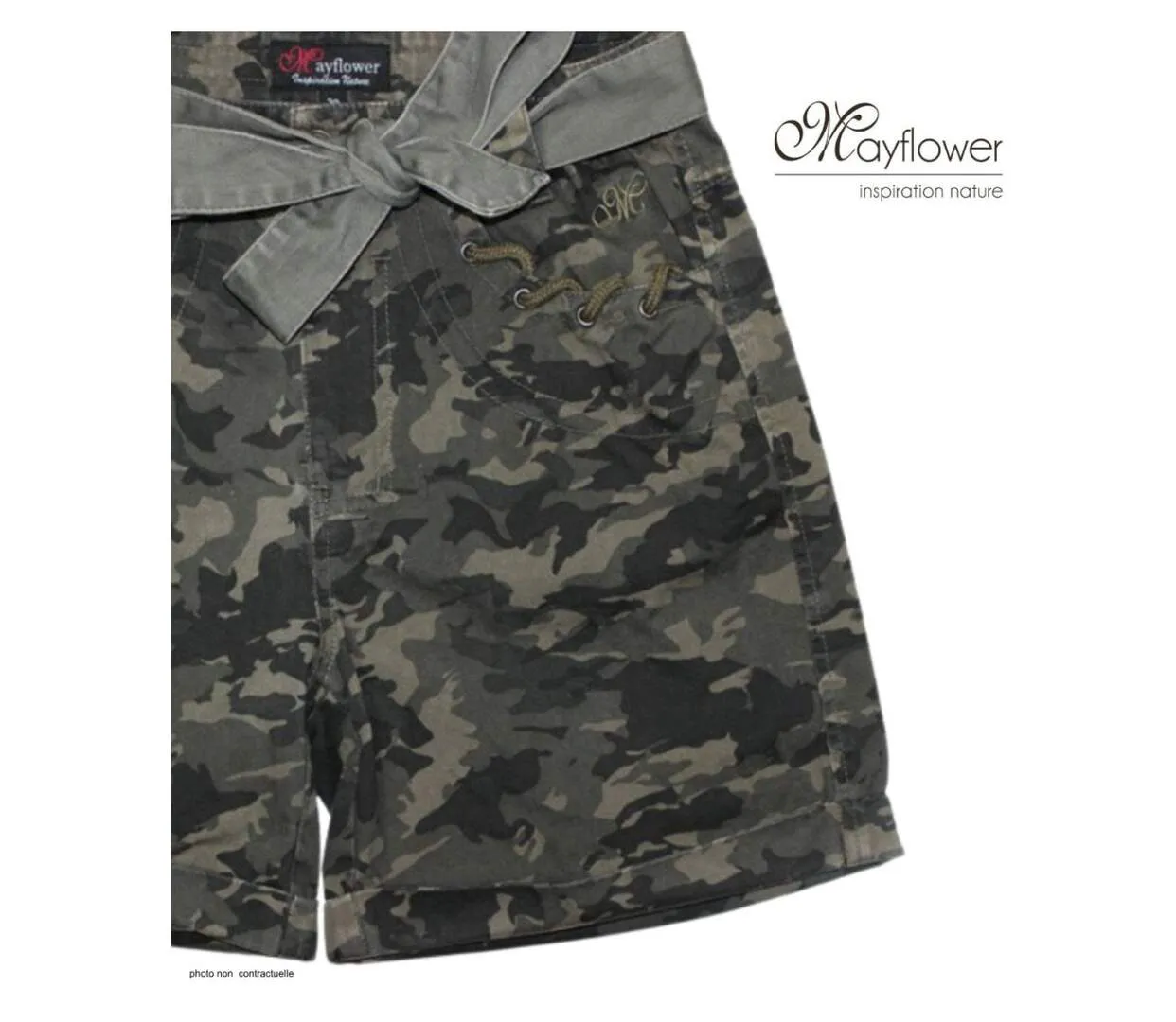 Short camouflage Femme MAYFLOWER MAXI1 : le style baroudeur chic à ceinture fantaisie-4