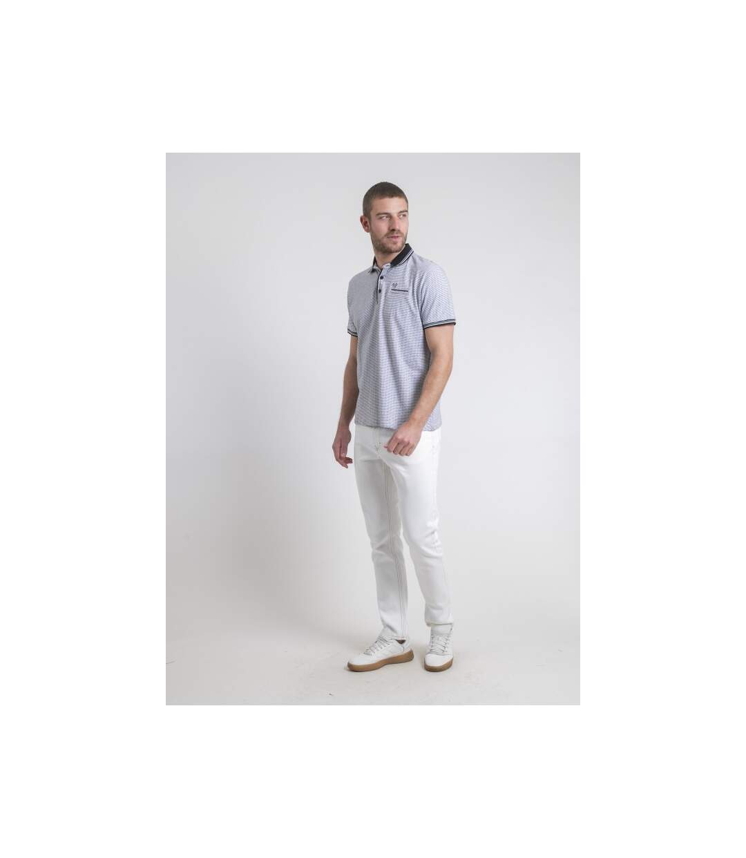 Polo manches courtes pur coton motifs PIROULIO-4