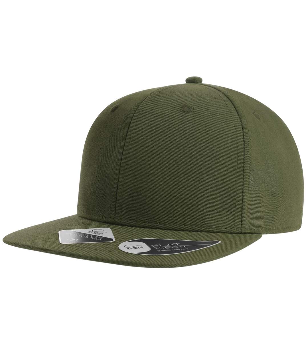 Unisex adult james 6 panel recycled polyester snapback cap olive Atlantis-4