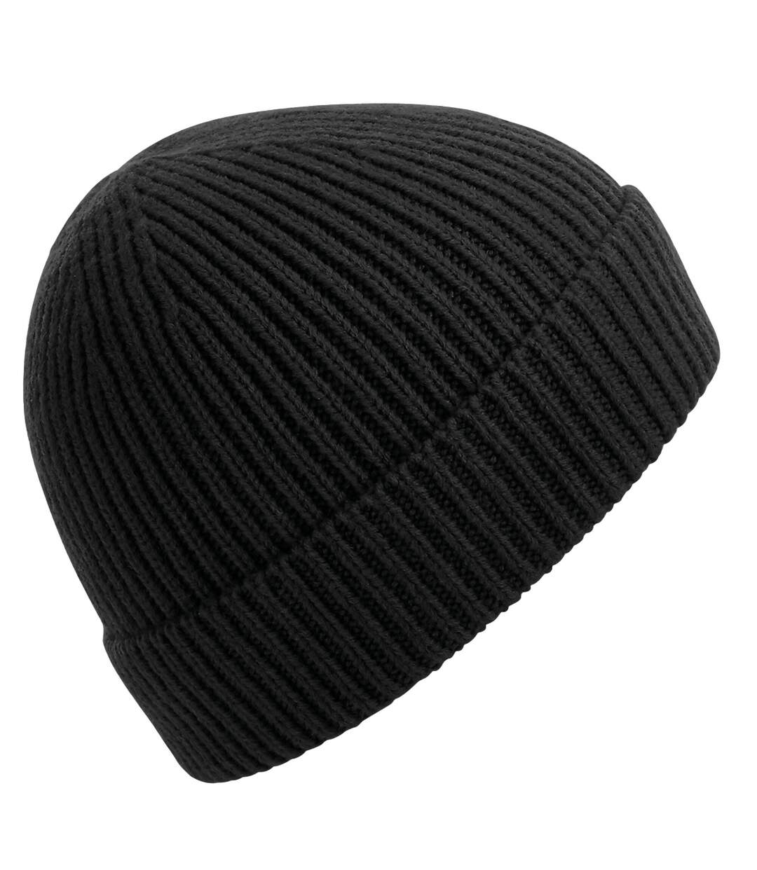 Bonnet Unisexe Adulte En Tricot Côtelé Noir Beechfield-1