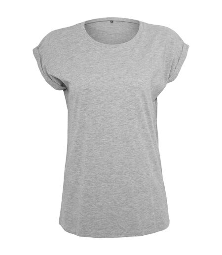 Build Your Brand Womens/Ladies Extended Shoulder T-Shirt (Heather Grey)