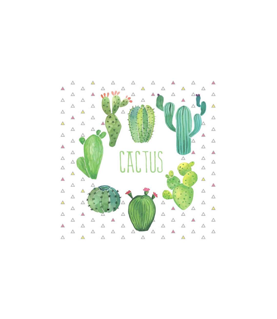 Lot de 20 Serviettes en Papier Boho Cactus 33x33cm Blanc