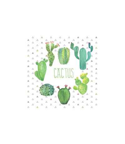 Lot de 20 Serviettes en Papier Boho Cactus 33x33cm Blanc