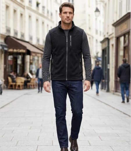CHALLENGER CHAMBERY3 — Gilet sans manches polaire noir : haute protection thermique et aisance totale