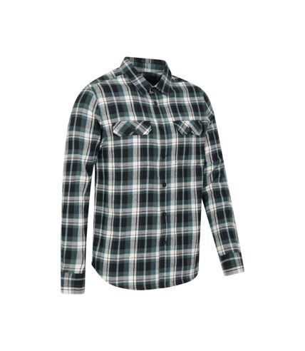 Mens trace flannel long-sleeved shirt khaki green Mountain Warehouse