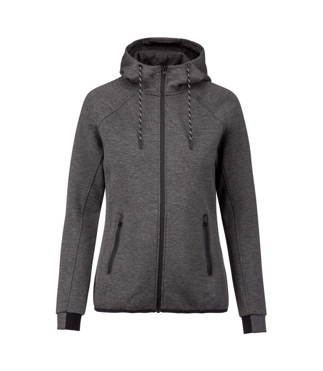 Womens/ladies performance hooded jacket deep grey heather Proact-1