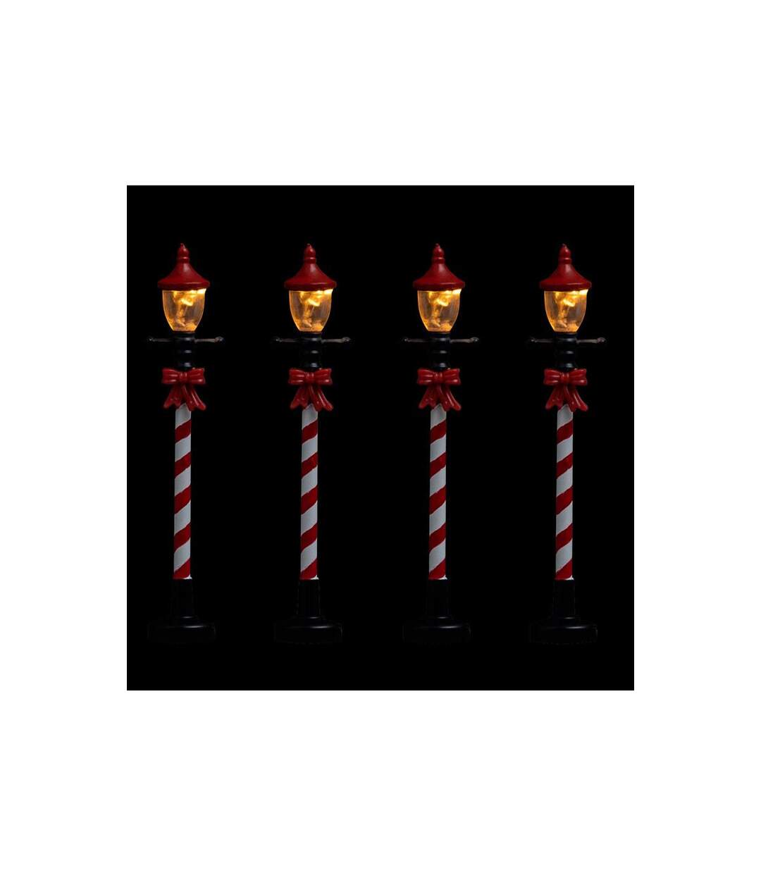 Lot de 4 Lampadaires à Led Village 10cm Rouge-2