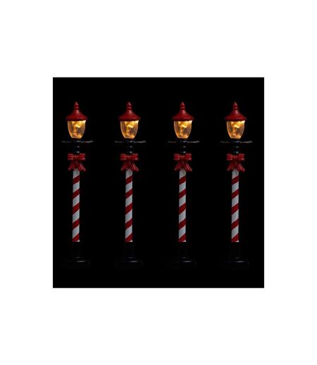 Lot de 4 Lampadaires à Led Village 10cm Rouge