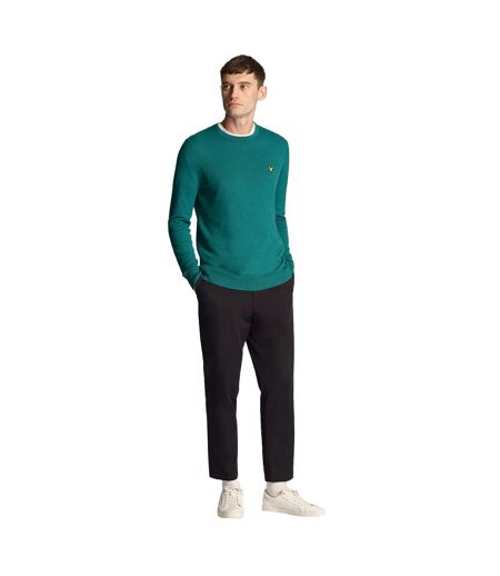 Mens cotton merino crew neck sweater court green Lyle & Scott