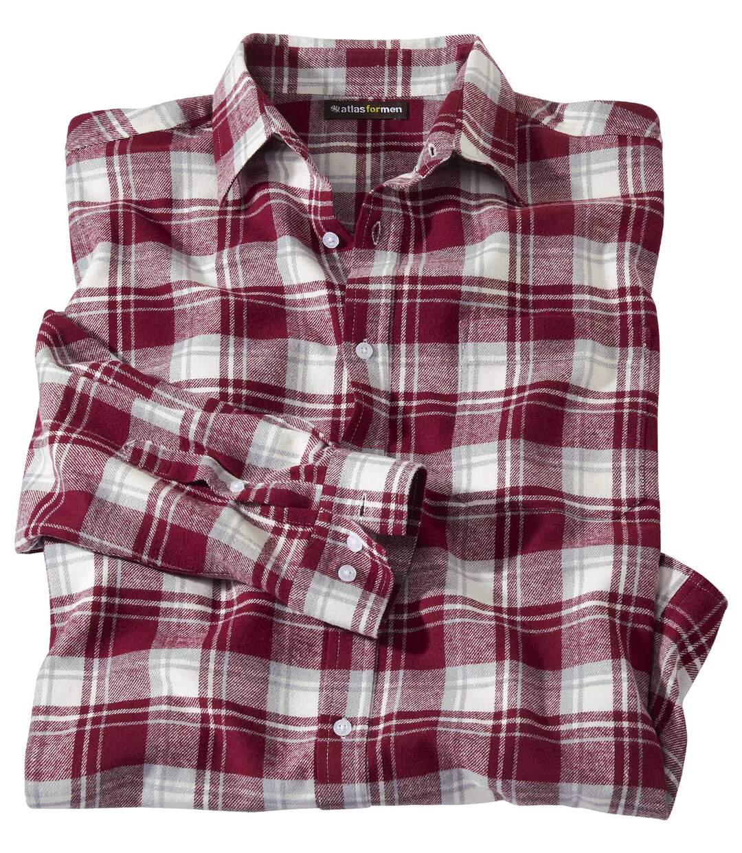 Men's Checked Flannel Shirt - Burgundy-3