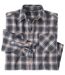 Men's Grey Checked Flannel Shirt 
