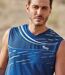 Pack of 3 Men's Active Tank Tops - Blue Lime Green Navy