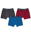 Pack of 3 Men's Plain Boxer Shorts - Anthracite Blue Red Atlas For Men