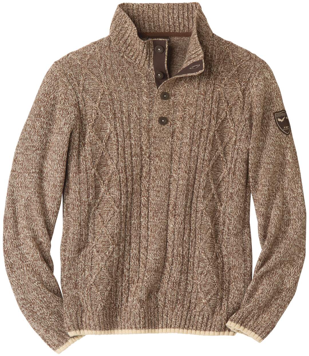 Men's Brown Cable Knit Sweater 