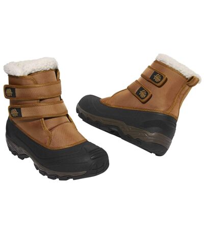 Men's Brown Sherpa-Lined Winter Boots - Water-Repellent 