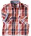 Men's Colorado Checked Shirt - Ecru Salmon Red Navy