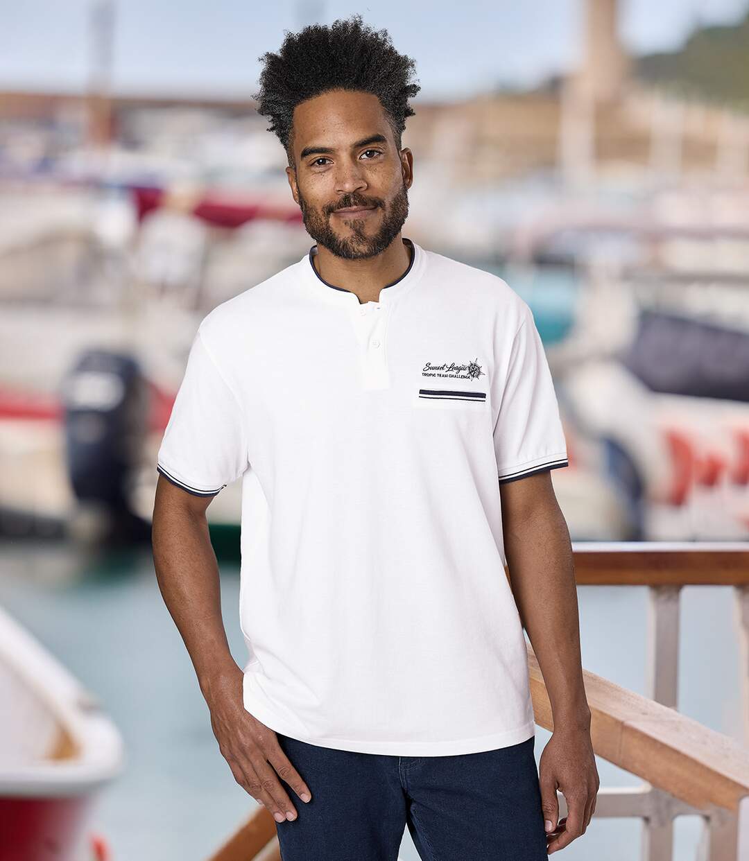 Men's White Piqué Polo Shirt-3