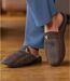 Men's Brown Fleece-Lined Slippers