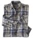 Men's Gray Checked Flannel Shirt