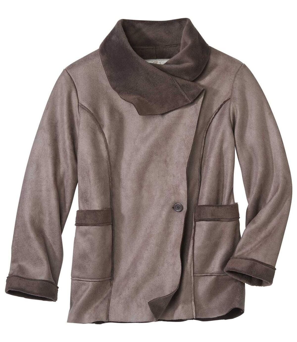 Women's Brown Asymmetrical Faux Suede Jacket Atlas For Men