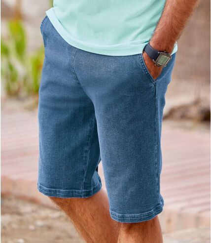 Men's Blue Stretchy Denim Shorts 